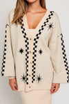 Star/check Cardigan